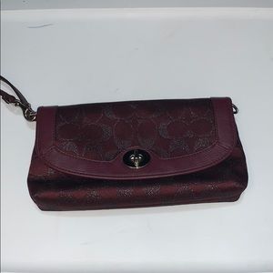Burgundy Coach Wristlet